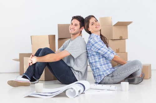 Professional movers handling boxes during a small removal in Norbury